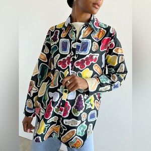 Lisa Says Gah Tessa Button Down - Italian Summer Black S